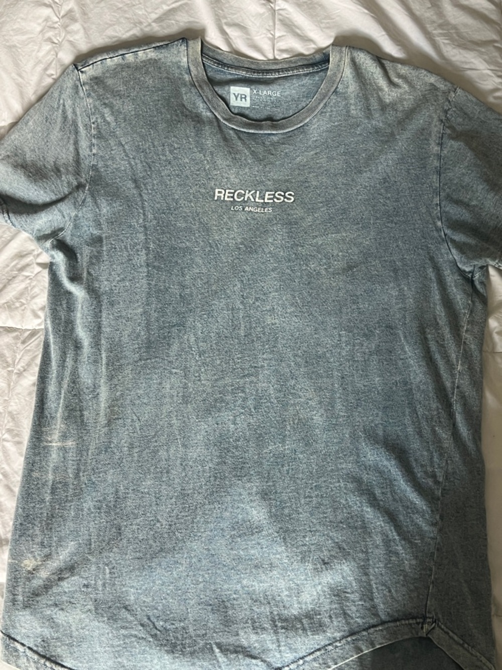 YR ‘RECKLESS’ Los Angeles Washed Gray Graphic Tee